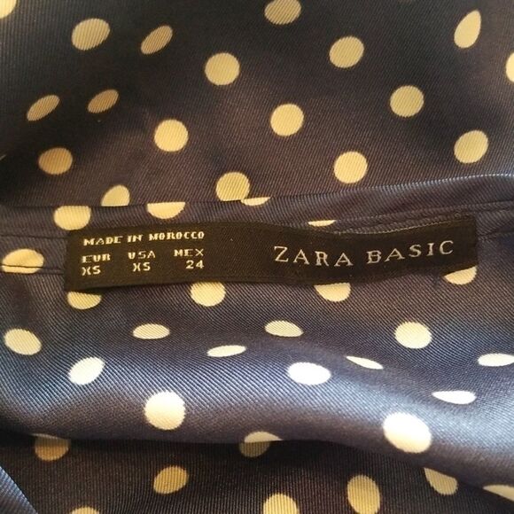 Zara Basic Navy Polka Dot Blouse - Picture 5 of 6